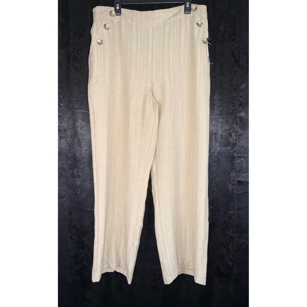 Soho Apparel Wide Leg Pants Beige Textured Button Detail XL 7710B232TJ NEW